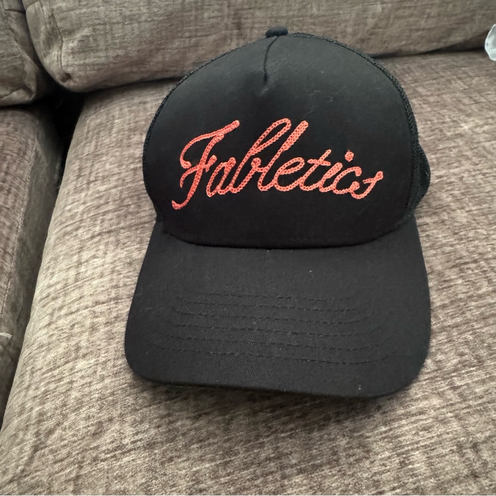 Fabletics Black Mesh Trucker Hat with White golf Logo Tag